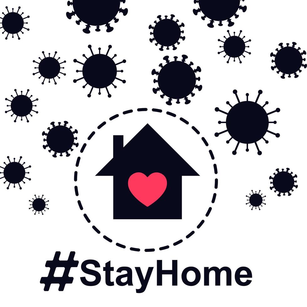 Stay at home slogan. Protection campaign or measure from coronavirus vector