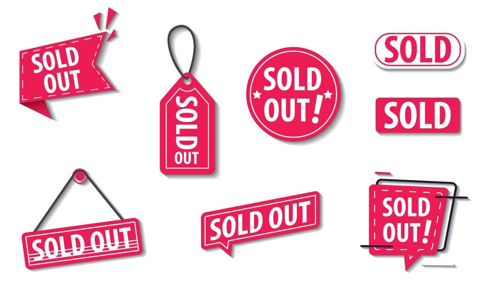 Sold Out Label Set collection in red and white vector