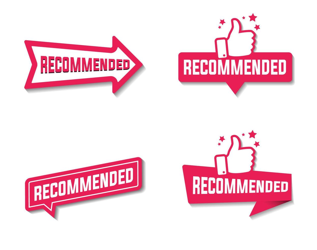 Set of banners recommended with thumbs up in Red vector