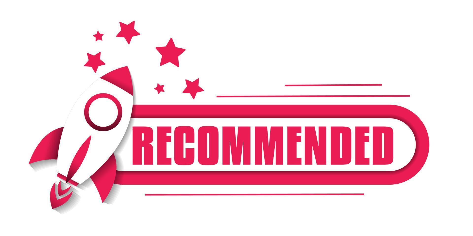 illustration of a recommendation vector ad sign with a rocket icon that continues to go up