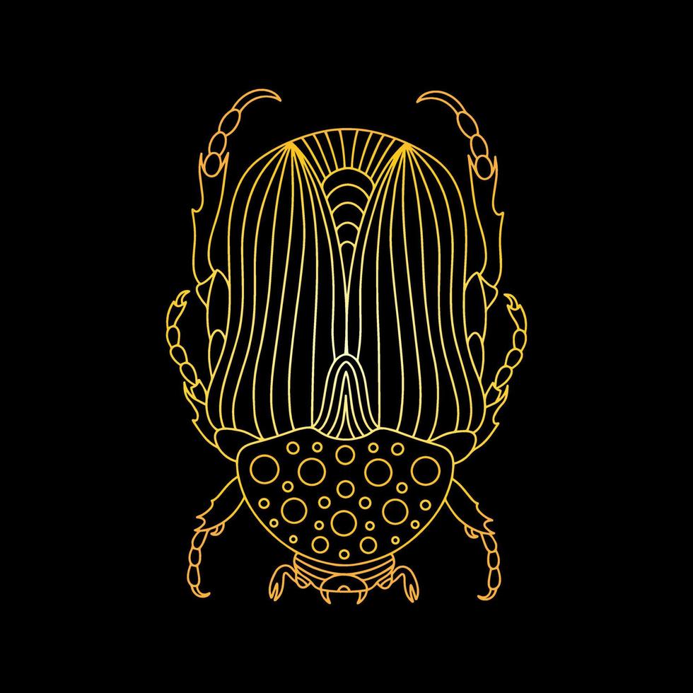 un escarabajo dorado en un estilo lineal. ilustración vectorial lineal vector