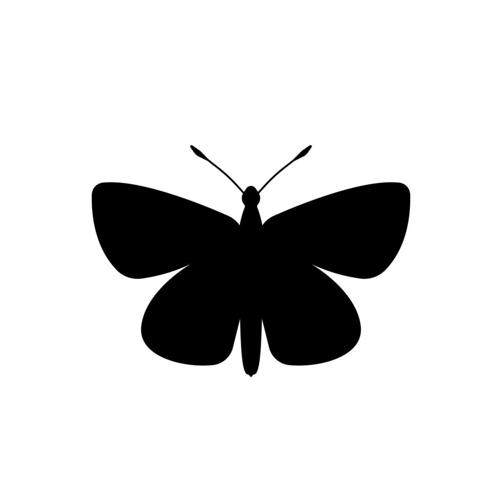 la silueta de la mariposa simplemente da forma. vector monocromo aislado sobre fondo blanco