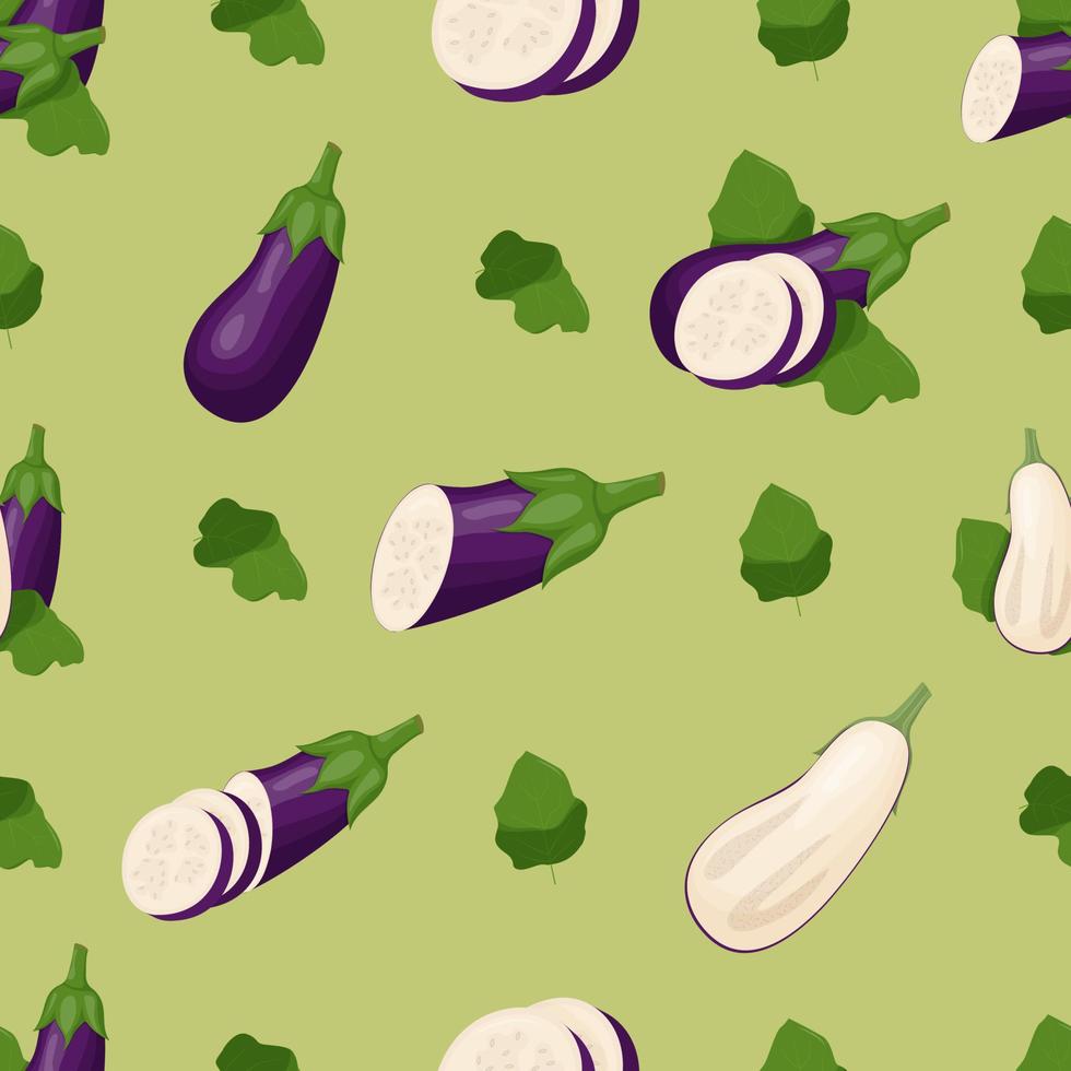 Cute eggplant seamless pattern. Flat vector illustration.
