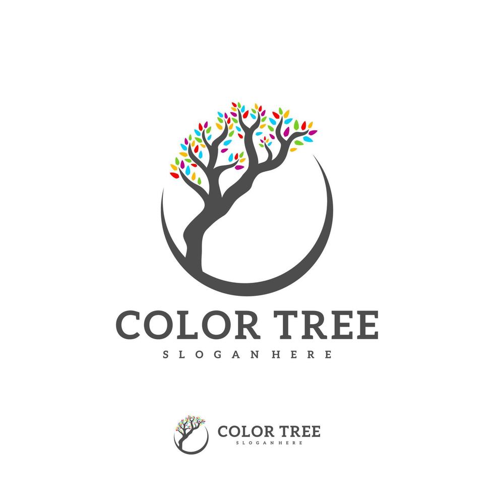 Colorful Tree logo vector template, Creative Tree logo design concepts