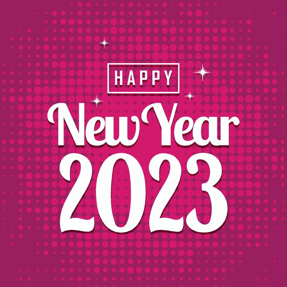 2023 happy new year. pink halftone pattern background happy new year banner for greeting card, calendar vector