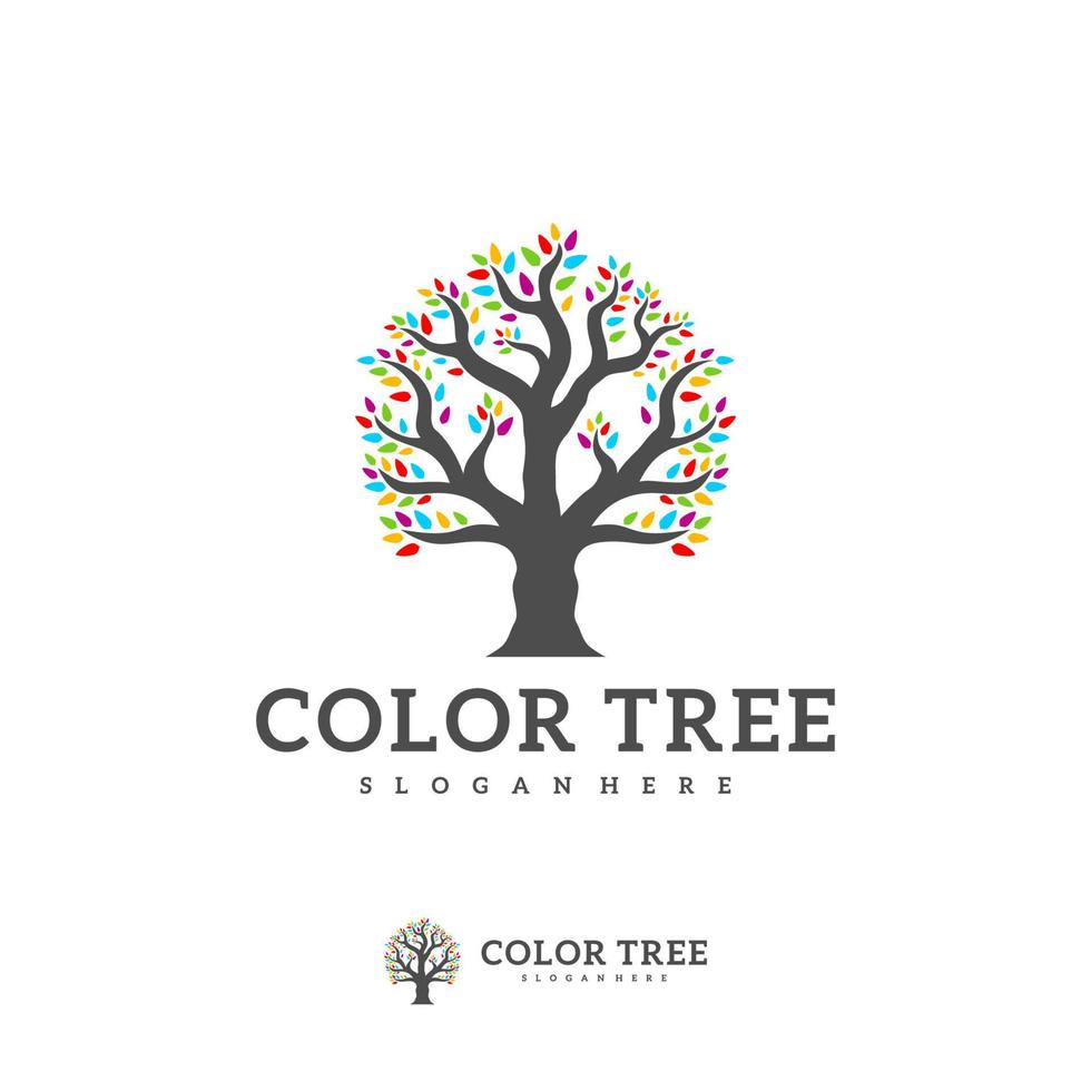 plantilla de vector de logotipo de árbol colorido, conceptos de diseño de logotipo de árbol creativo