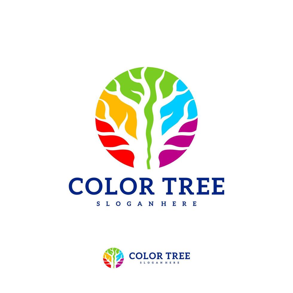 plantilla de vector de logotipo de árbol colorido, conceptos de diseño de logotipo de árbol creativo