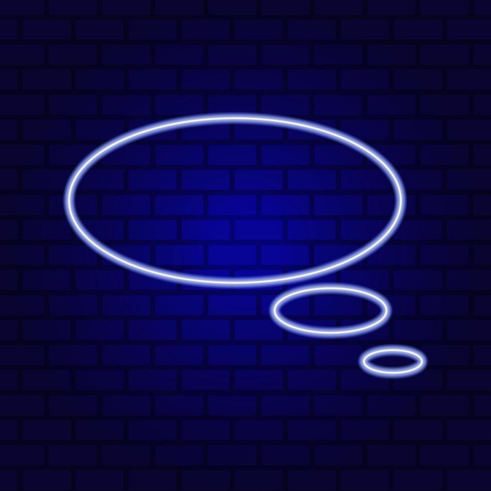 Neon Spech Bubble Banner on Dark Empty Grunge Brick Background. vector
