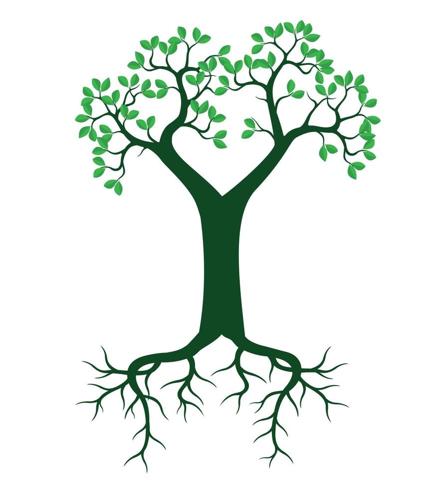 Green spring Tree. Vector Illustration.