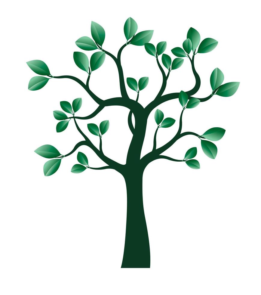 Green spring Tree. Vector Illustration.