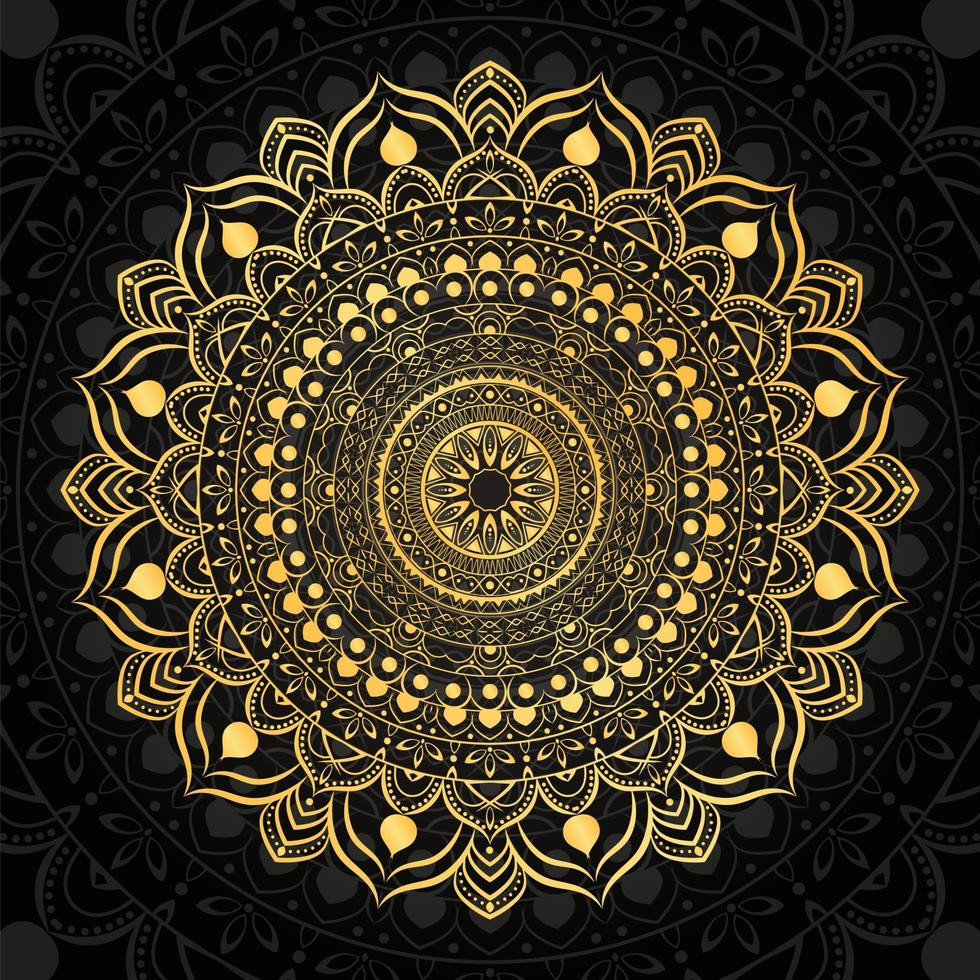 Luxury ornamental with golden mandala background vector