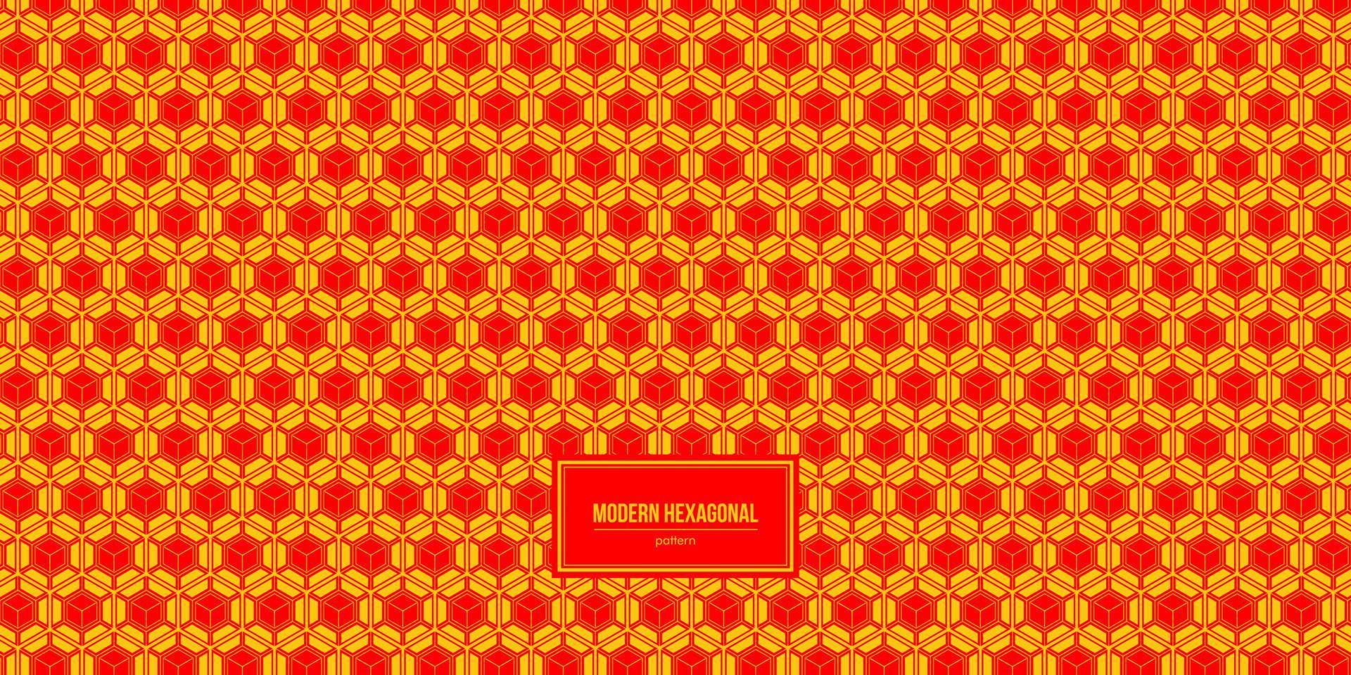 modern hexagon pattern with red and yellow colors vector