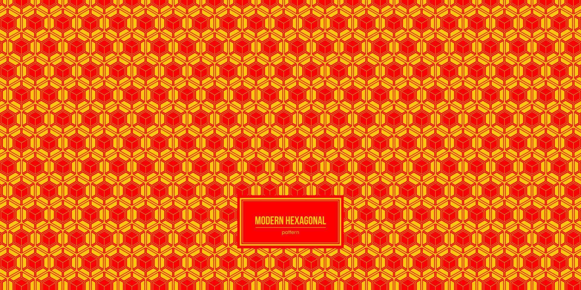 modern hexagon pattern with red and yellow colors vector