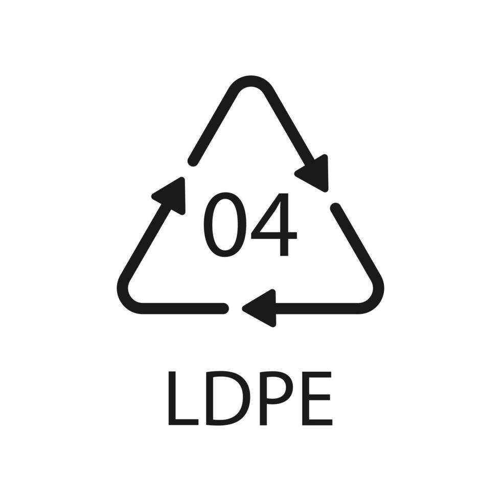 LDPE 04 recycling code symbol. Plastic recycling vector low density polyethylene sign.