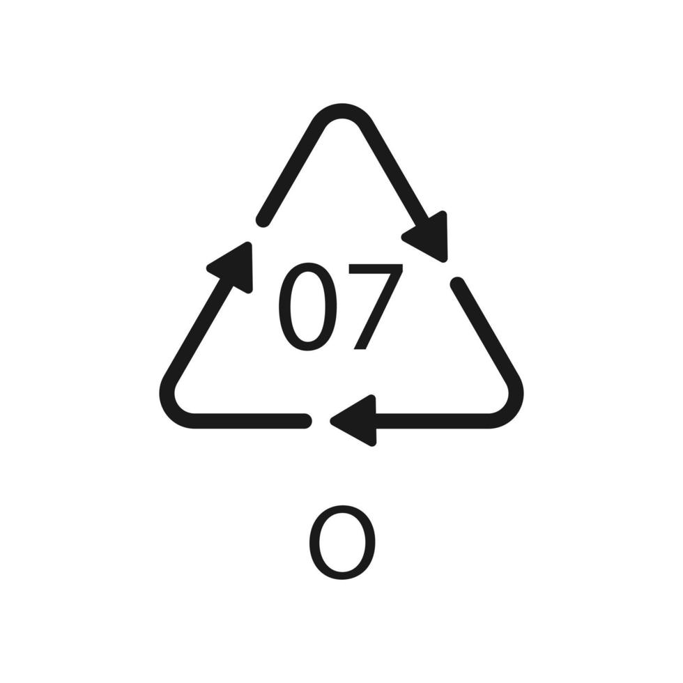 O 07 recycling code symbol. Plastic recycling vector polyethylene sign.