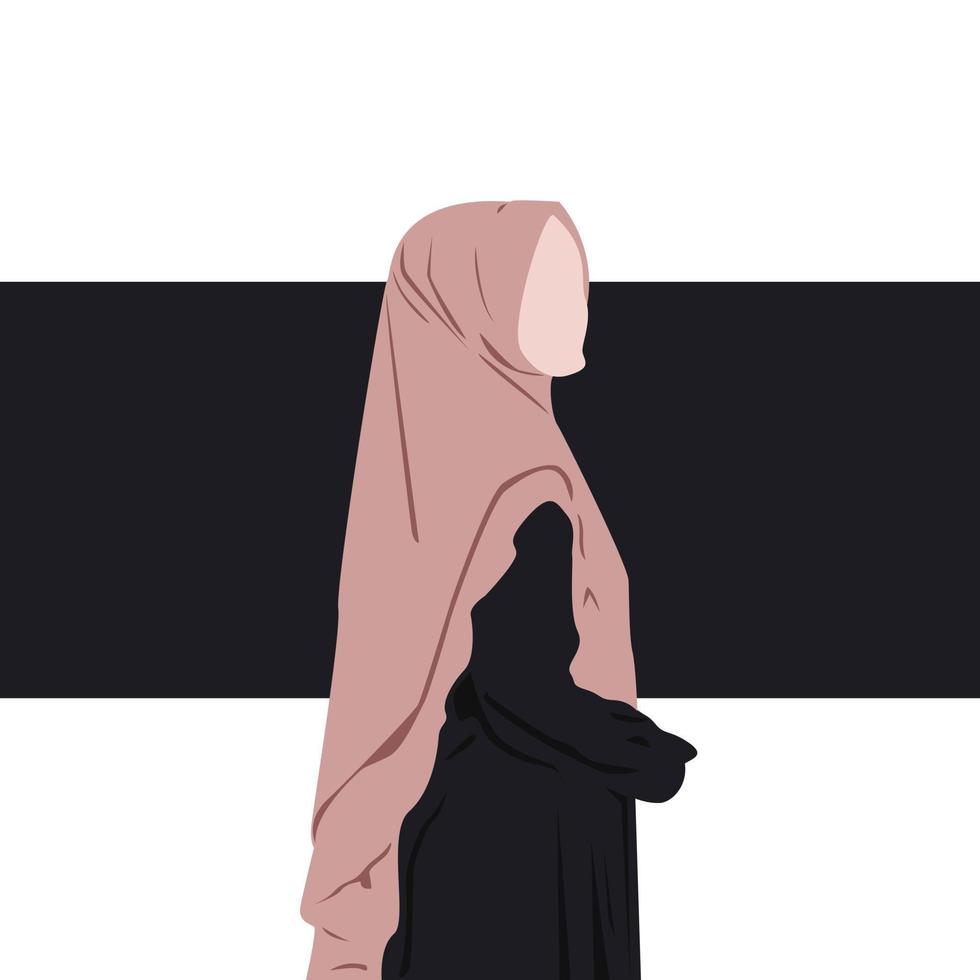 Premium Vector  Young muslim woman wearing hijab with flower aesthetic  profile