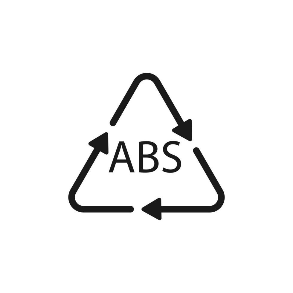 símbolo de reciclaje de plástico abs 9 icono de vector. código de reciclaje de plástico abs. vector