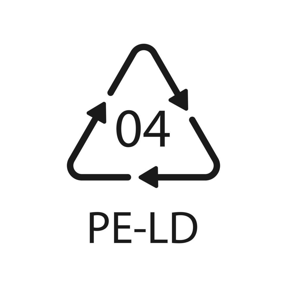 símbolo de código de reciclaje pe-ld 04. Signo de polietileno de baja densidad de vector de reciclaje de plástico.