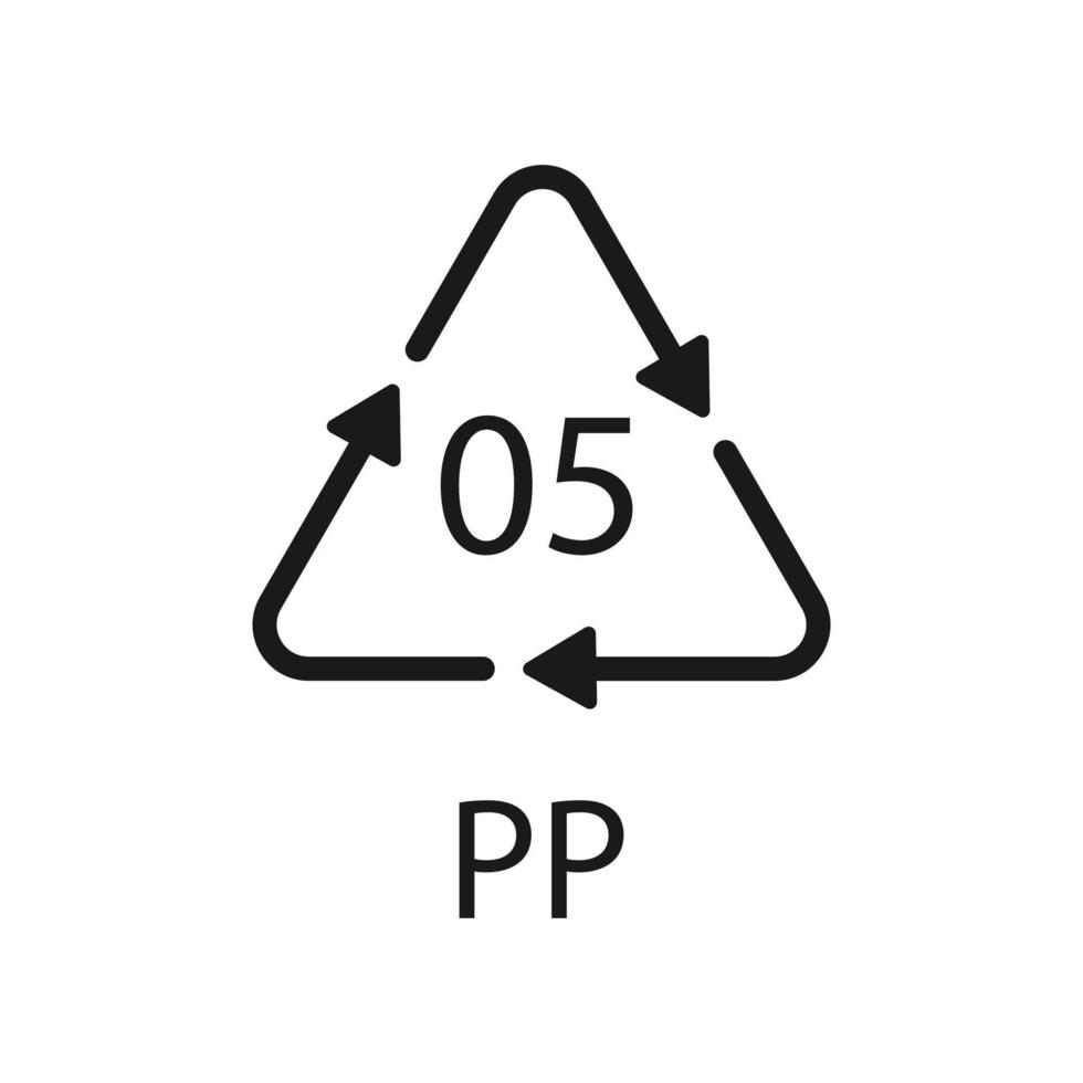 símbolo de reciclaje de plástico pp 5 icono de vector. vector