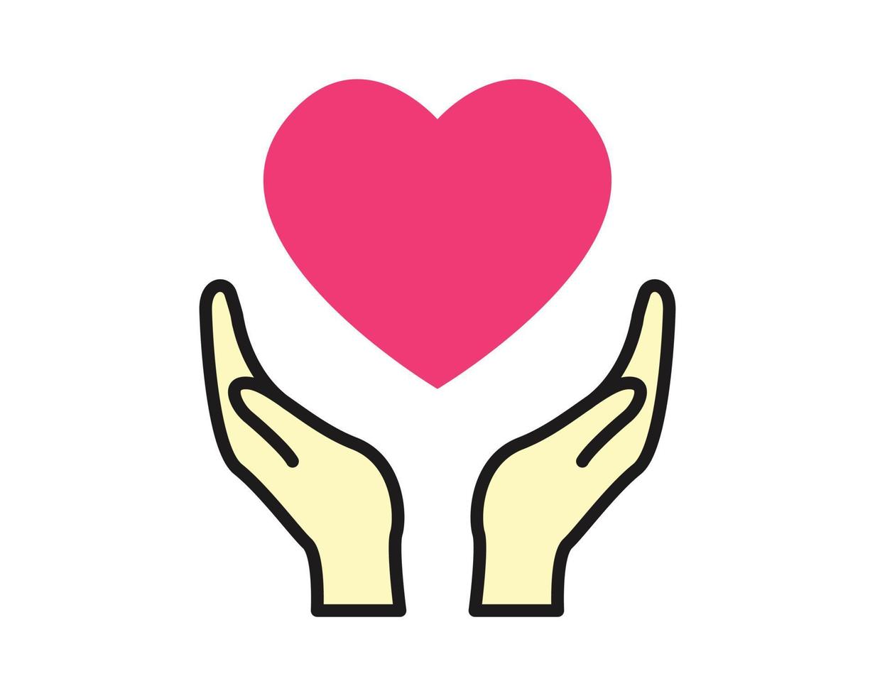 hands supporting heart vector