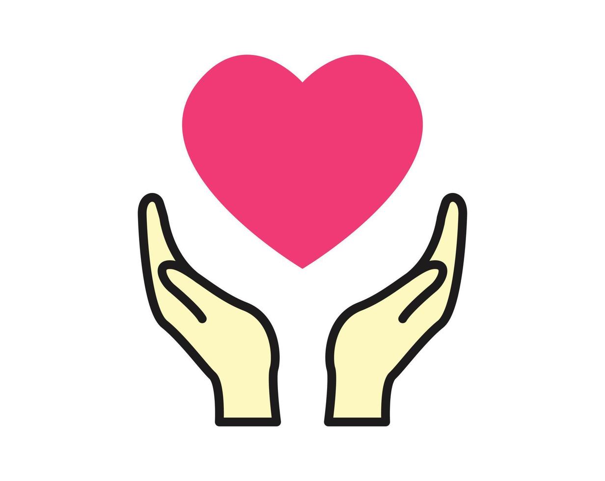 hands supporting heart vector
