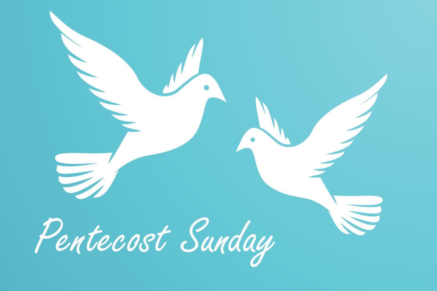 Pentecost Sunday background with flying dove vector