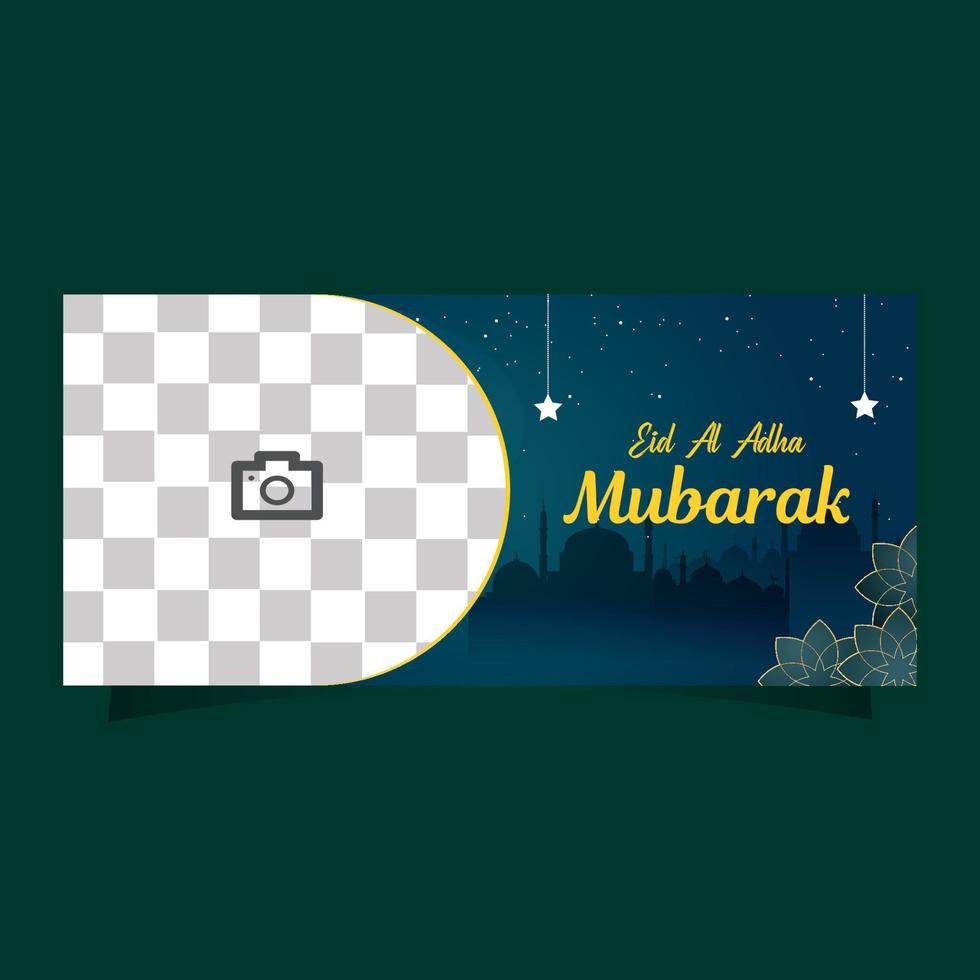 eid al adha mubarak diseño de vector de portada de redes sociales