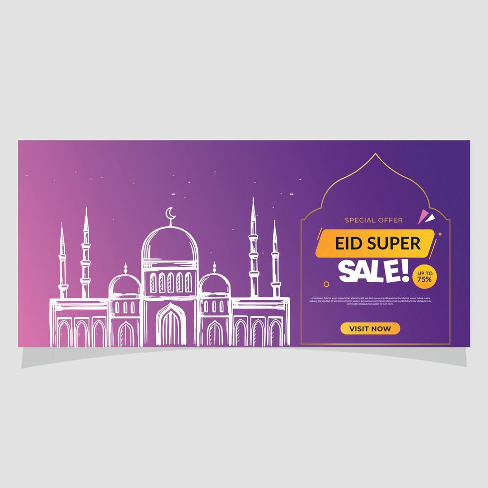 diseño de portada de redes sociales de super venta de eid vector