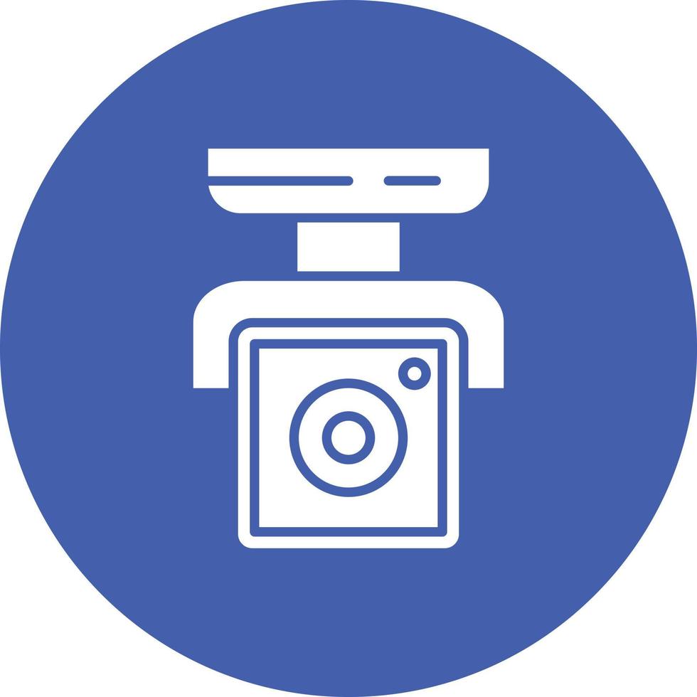 Security Camera Glyph Circle Background Icon vector