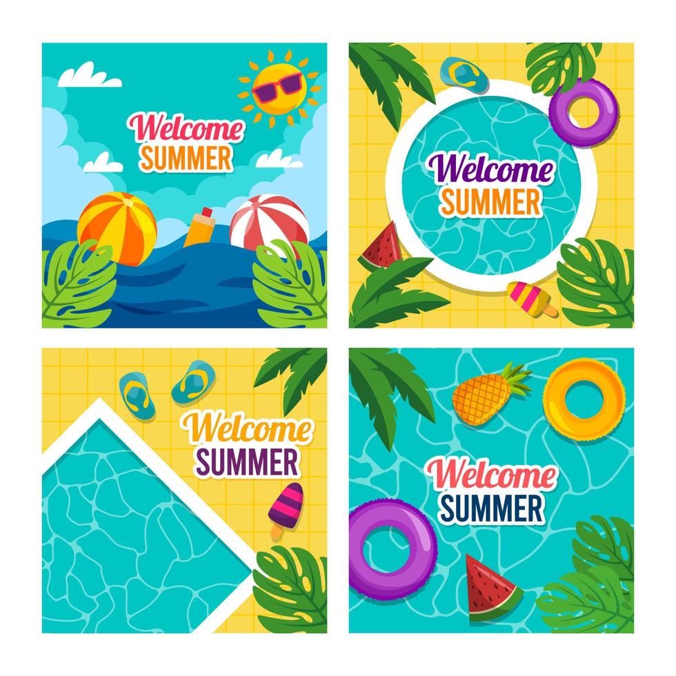 Summer Pool Social Media vector