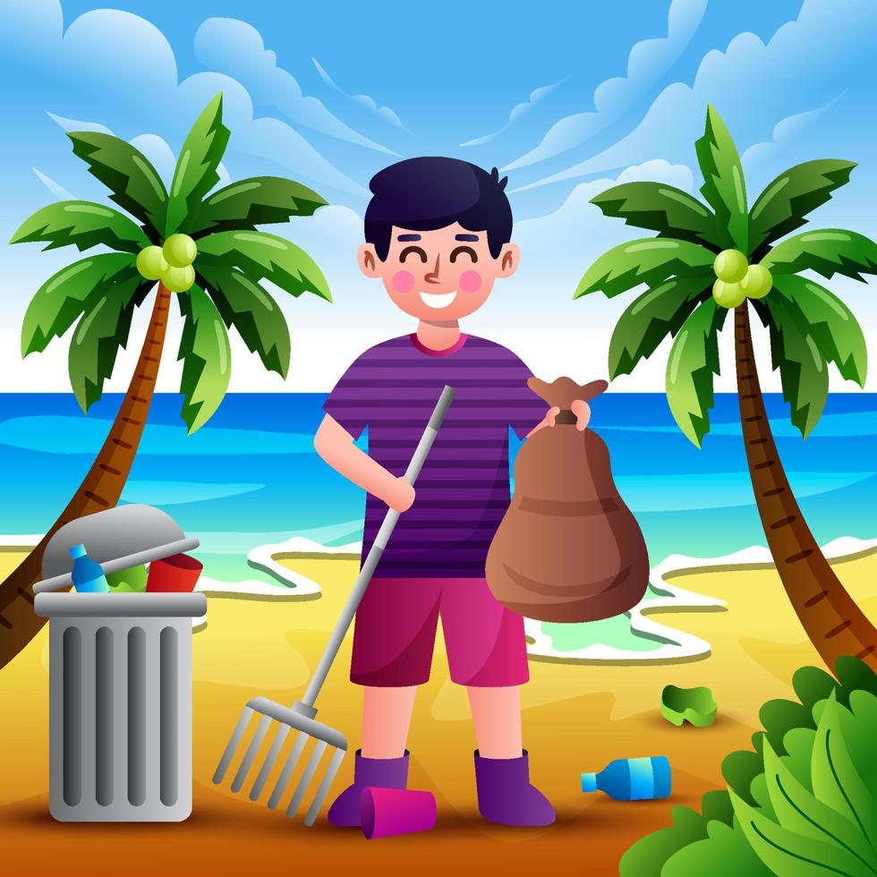 Beach Cleaning Concept vector