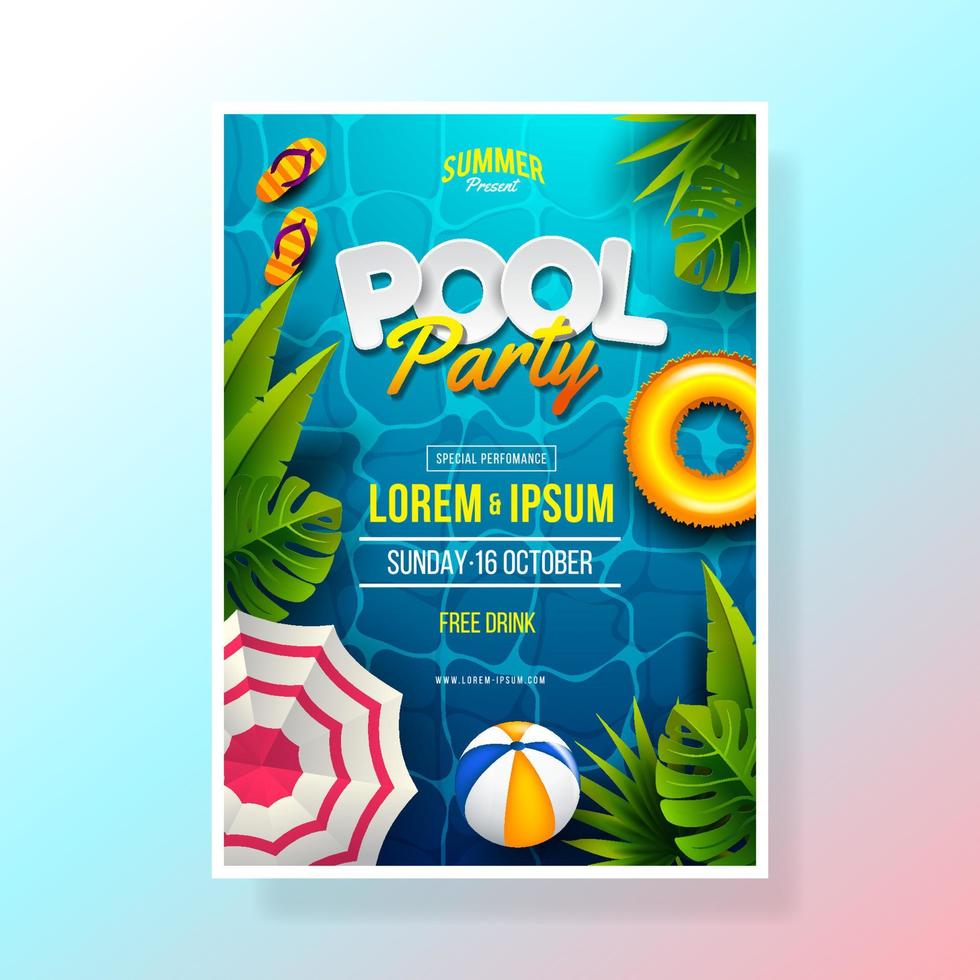 cartel de fiesta en la piscina de verano vector