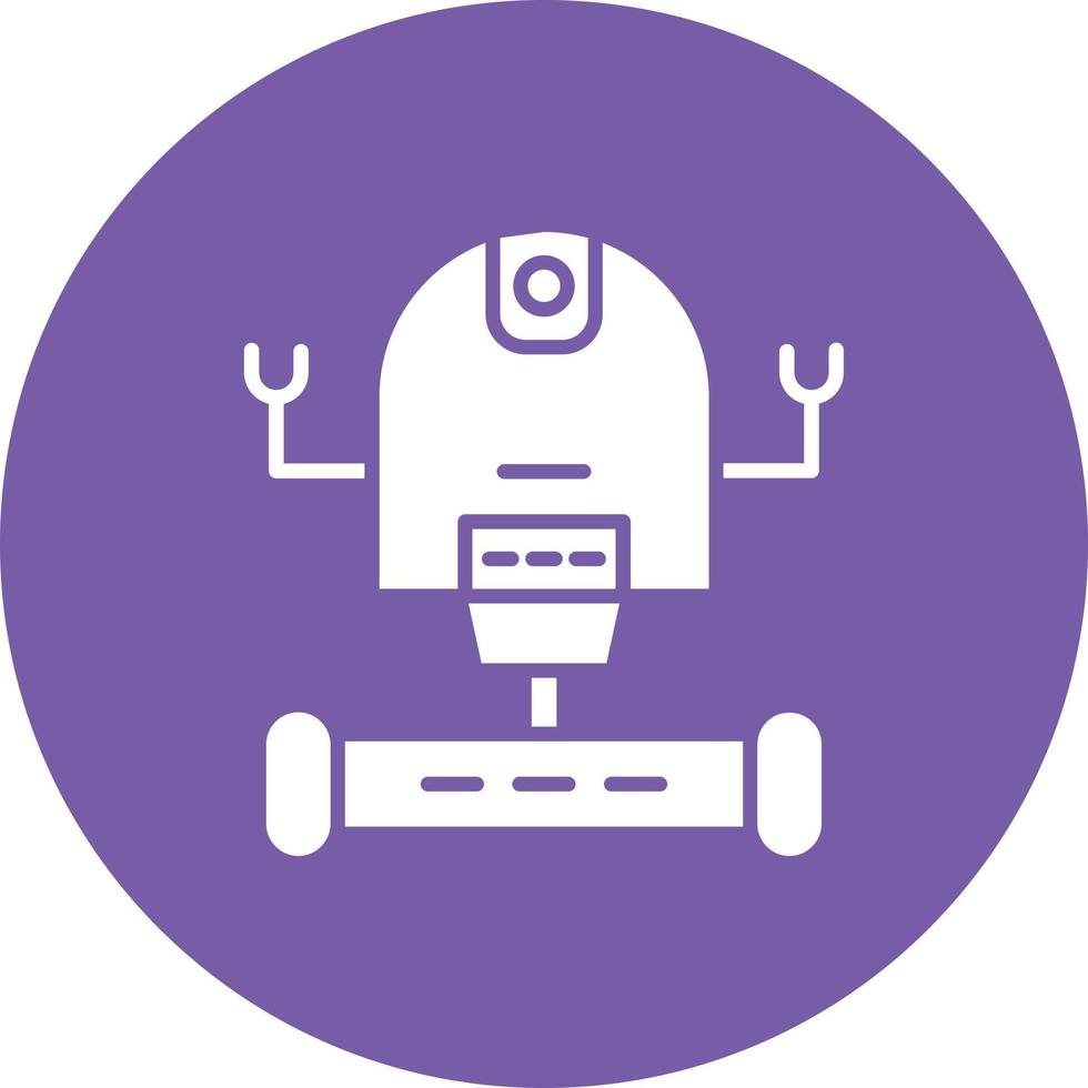 Space Robot Glyph Circle Background Icon vector