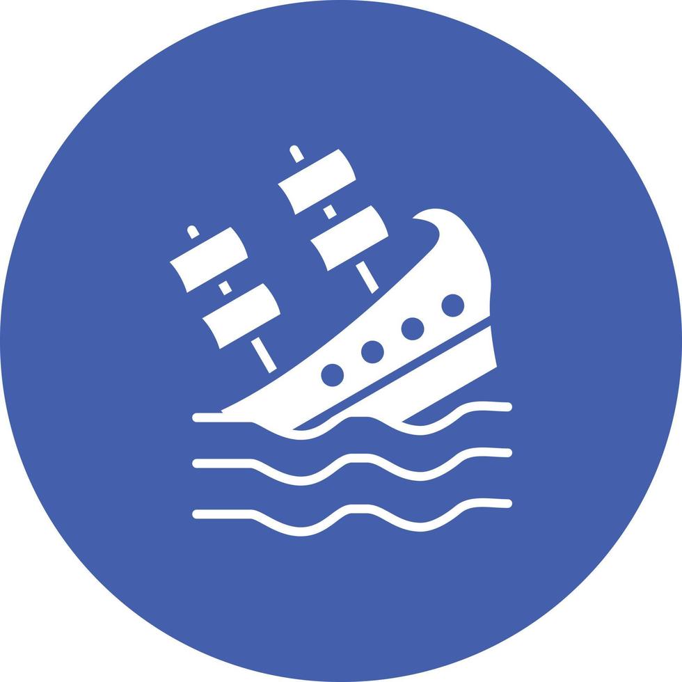 Shipwreck Glyph Circle Background Icon vector