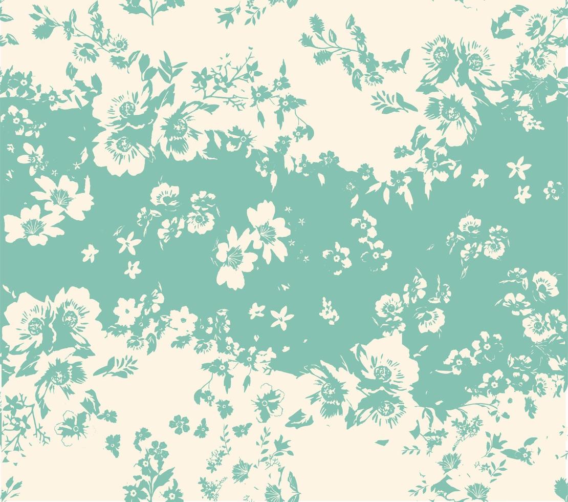 Delicate floral pattern with drawn elements and watercolor motifs, perfect for fabric and decoration vector