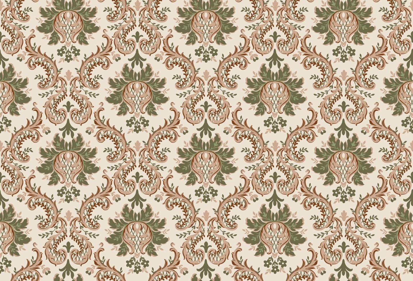damask pattern with flowers and vintage tapestry motifs, perfect for fabrics and decoration vector