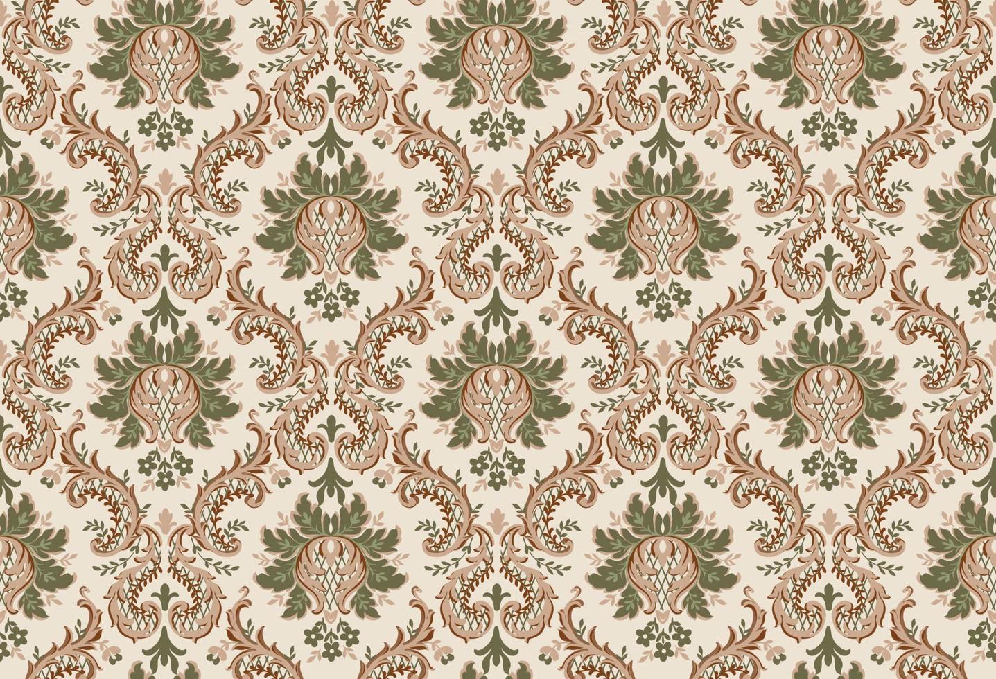 damask pattern with flowers and vintage tapestry motifs, perfect for fabrics and decoration vector