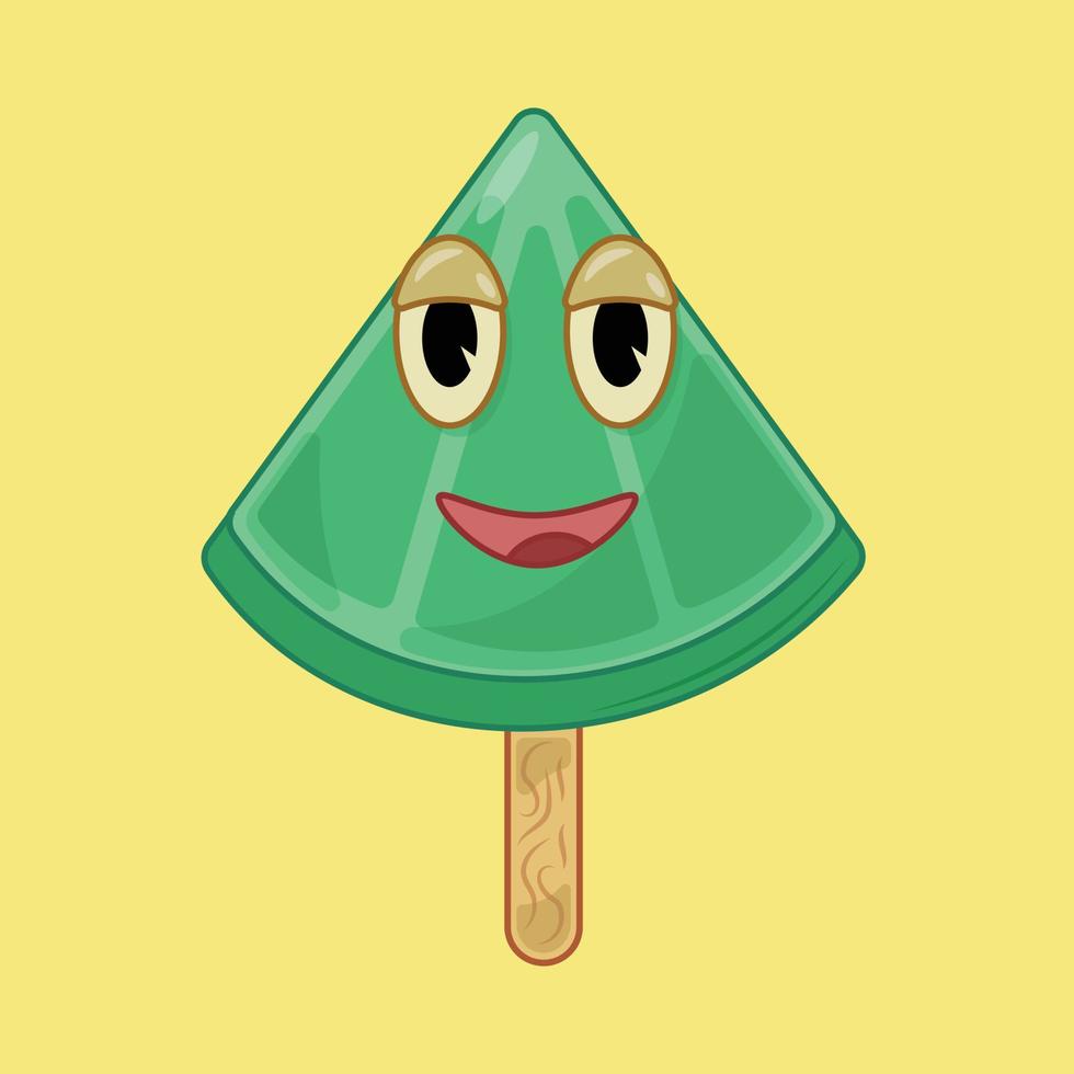 Lime Ice Cream Emoticon Vector Illustration