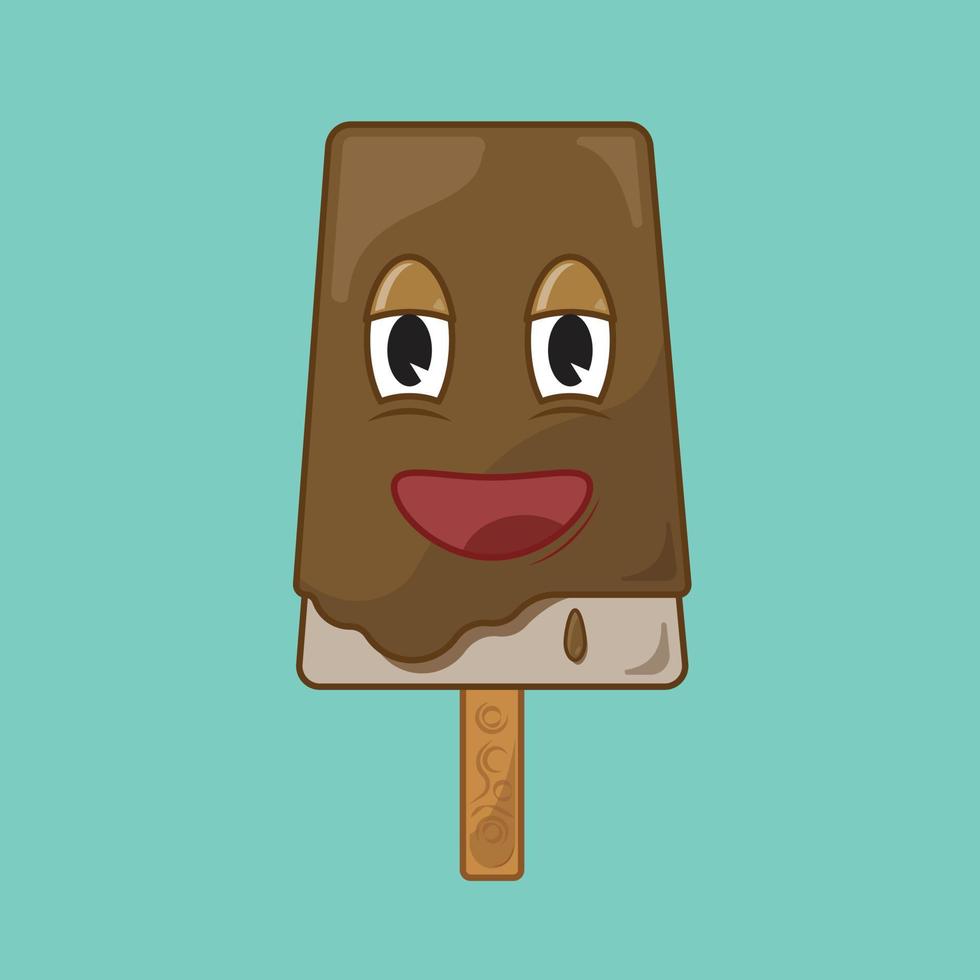 Chocolate Ice Cream Emoticon Vector Illustration