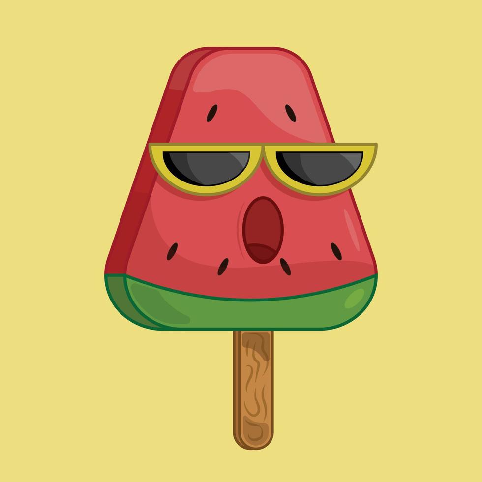 Ilustración de vector de emoticono de helado de sandía