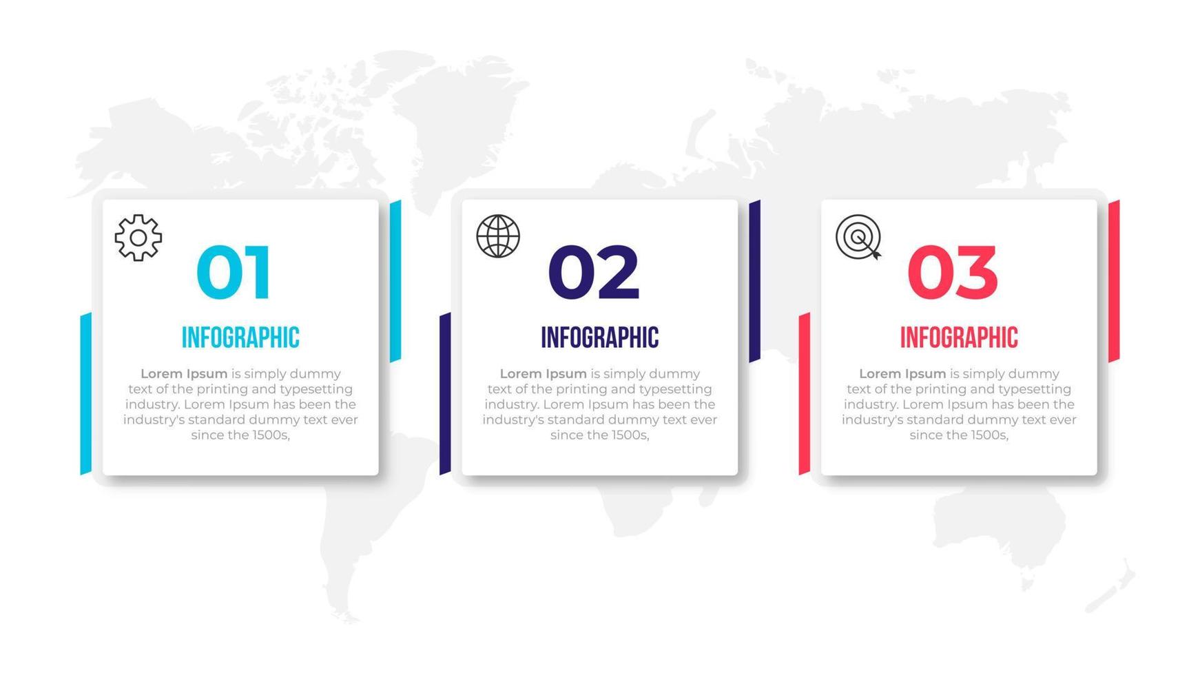 plantilla de infografía empresarial. etiqueta de diseño de línea delgada con icono y 3 opciones, pasos o procesos. vector