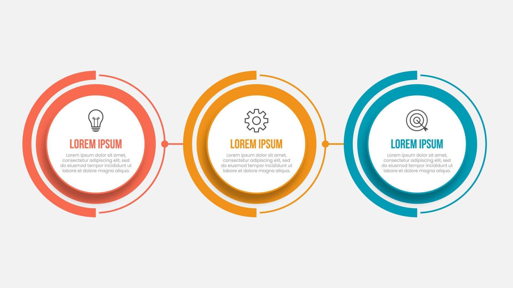 Timeline infographic design with circle for business template. Vector 3 steps.