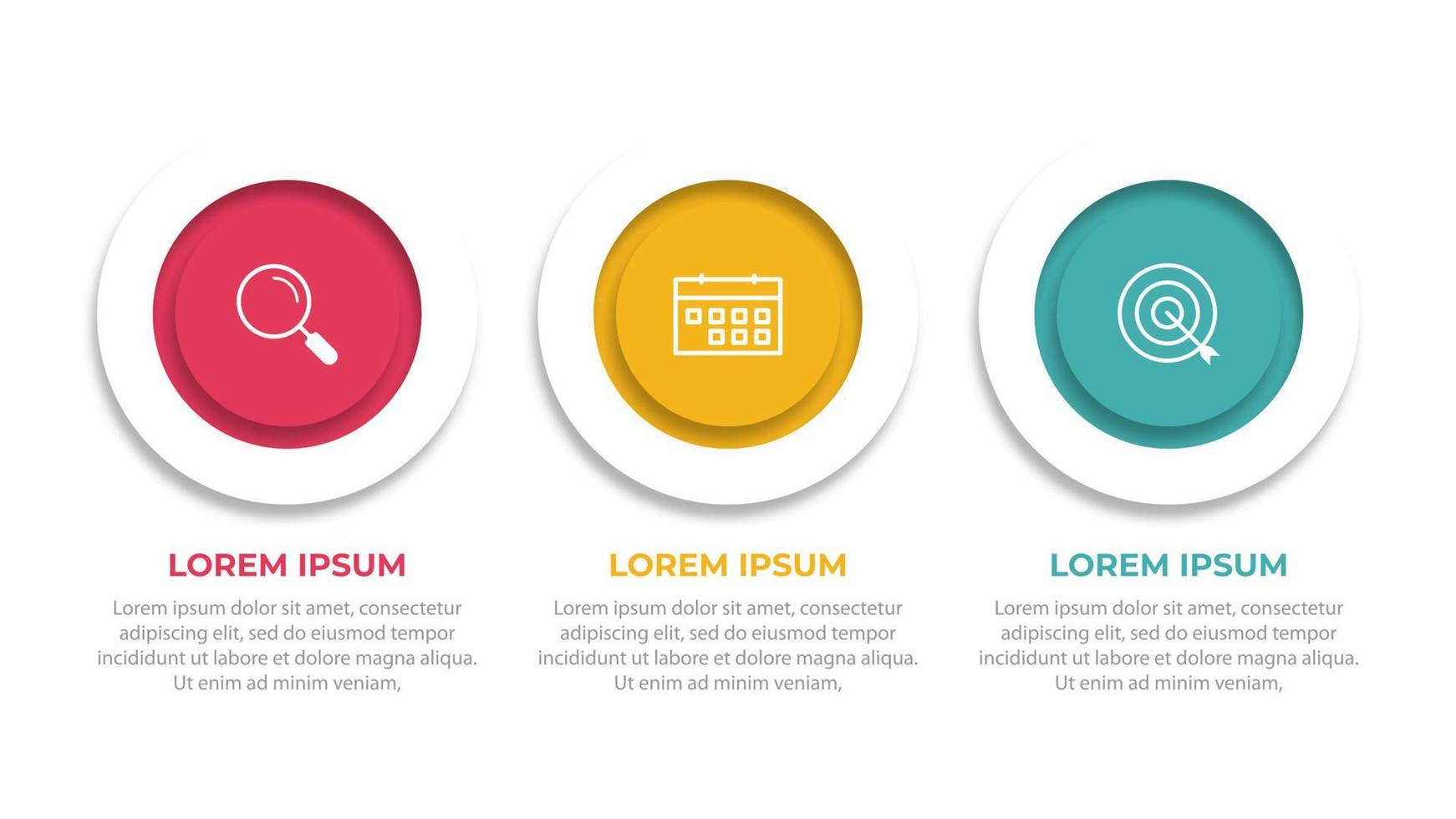 elemento de diseño infográfico de línea de tiempo y opciones de número. concepto de negocio con 3 pasos. se puede utilizar para diseño de flujo de trabajo, diagrama, informe anual, diseño web. plantilla de negocio vectorial para presentación. vector