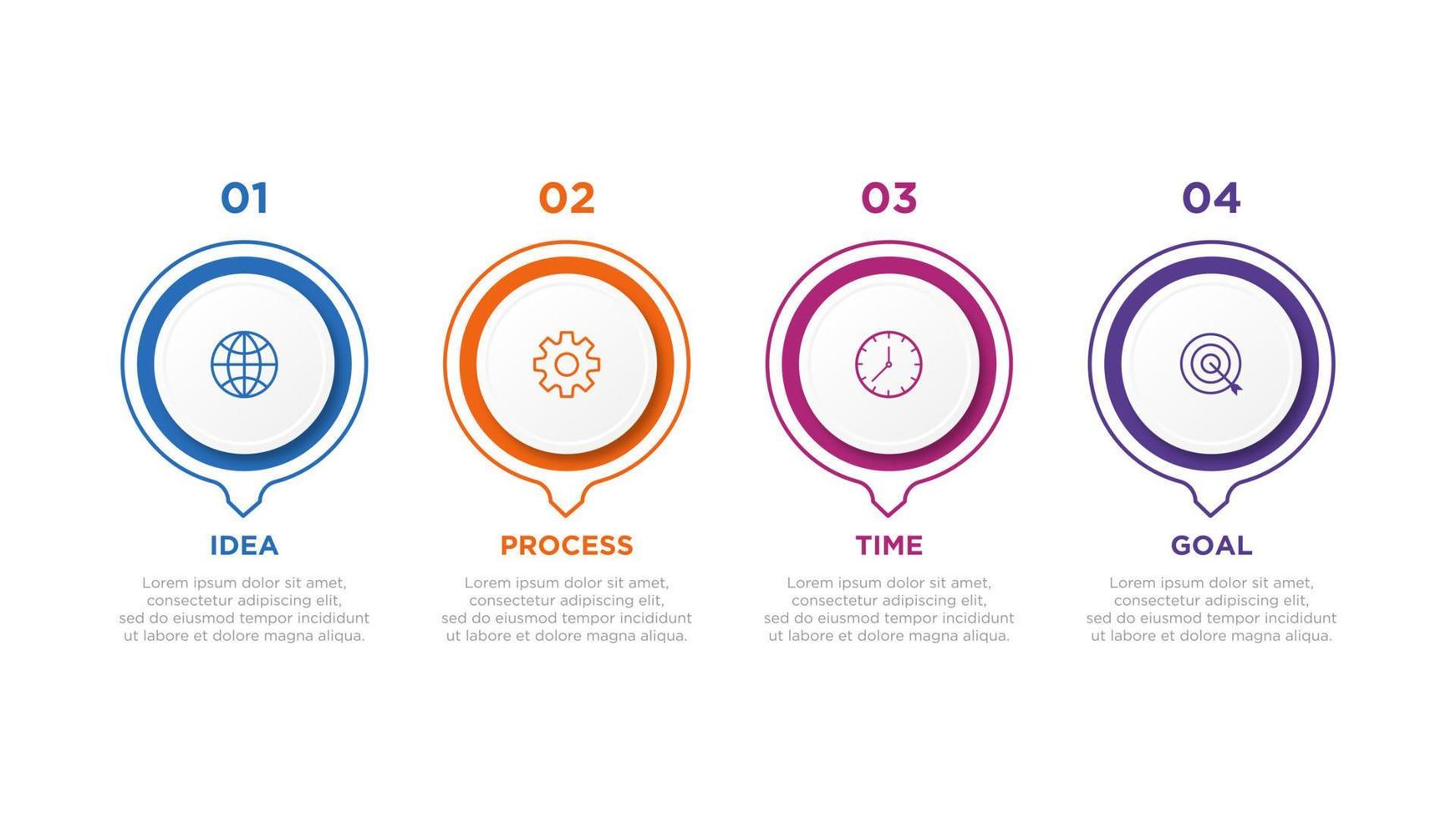 Business infographic 4 step element template vector