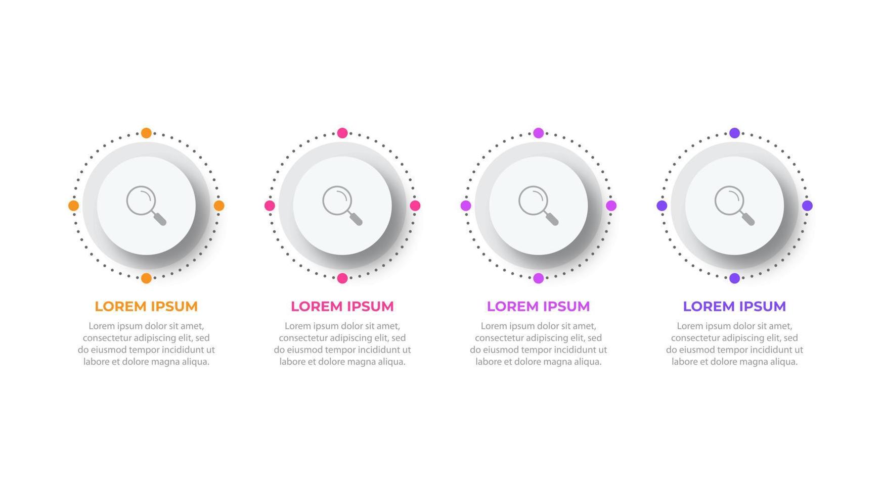 Business infographic thin line process with square template design with icons and 4 options or steps. Vector illustration.