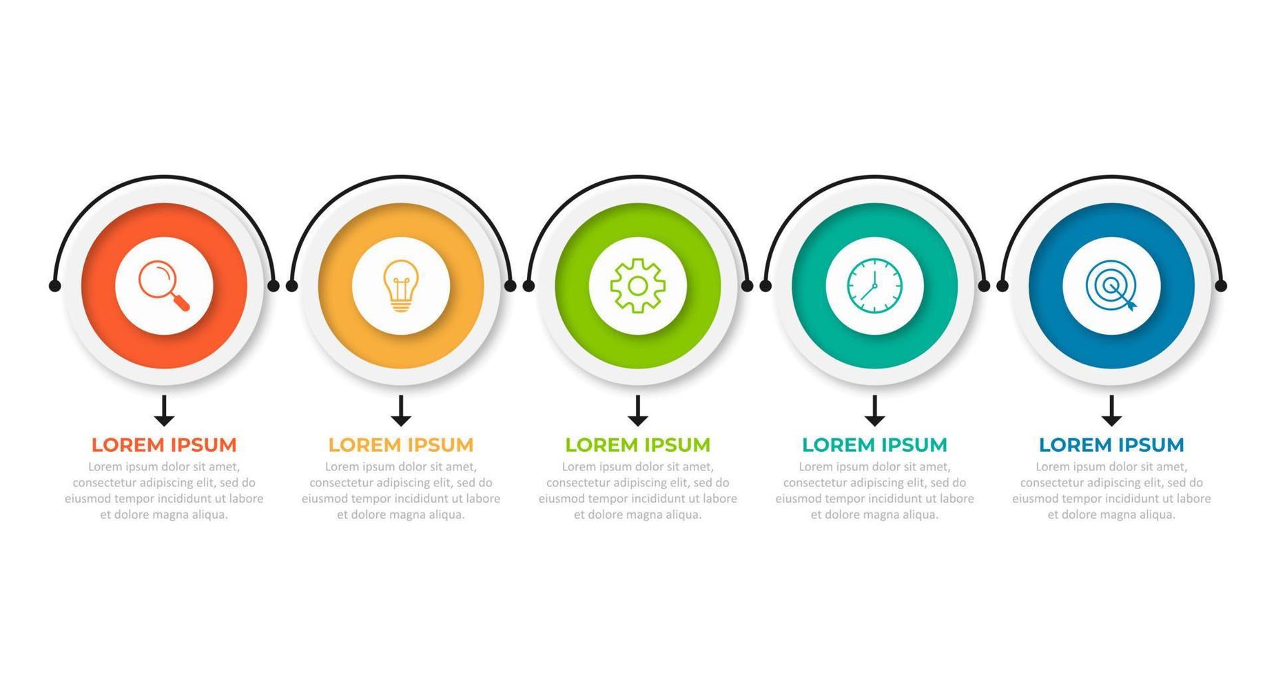 Presentation business infographic template with 5 options. Vector illustration.