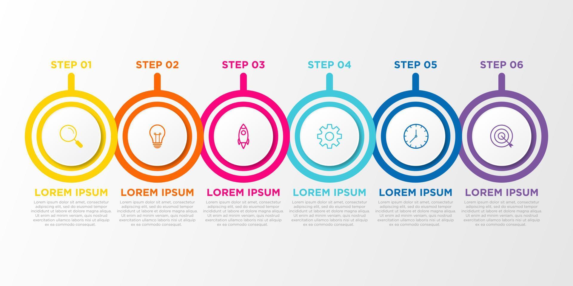 Vector infographic design template with 6 options or steps