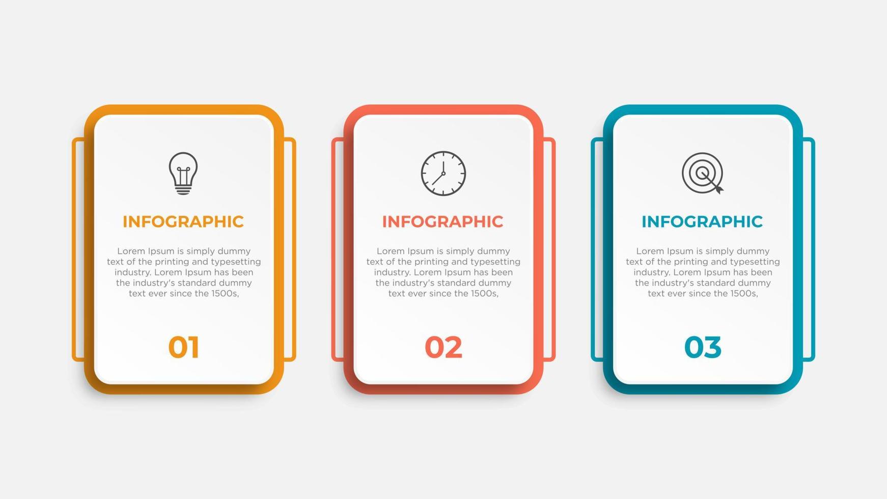 plantilla de infografía empresarial. etiqueta de diseño de línea delgada con icono y 3 opciones, pasos o procesos. vector