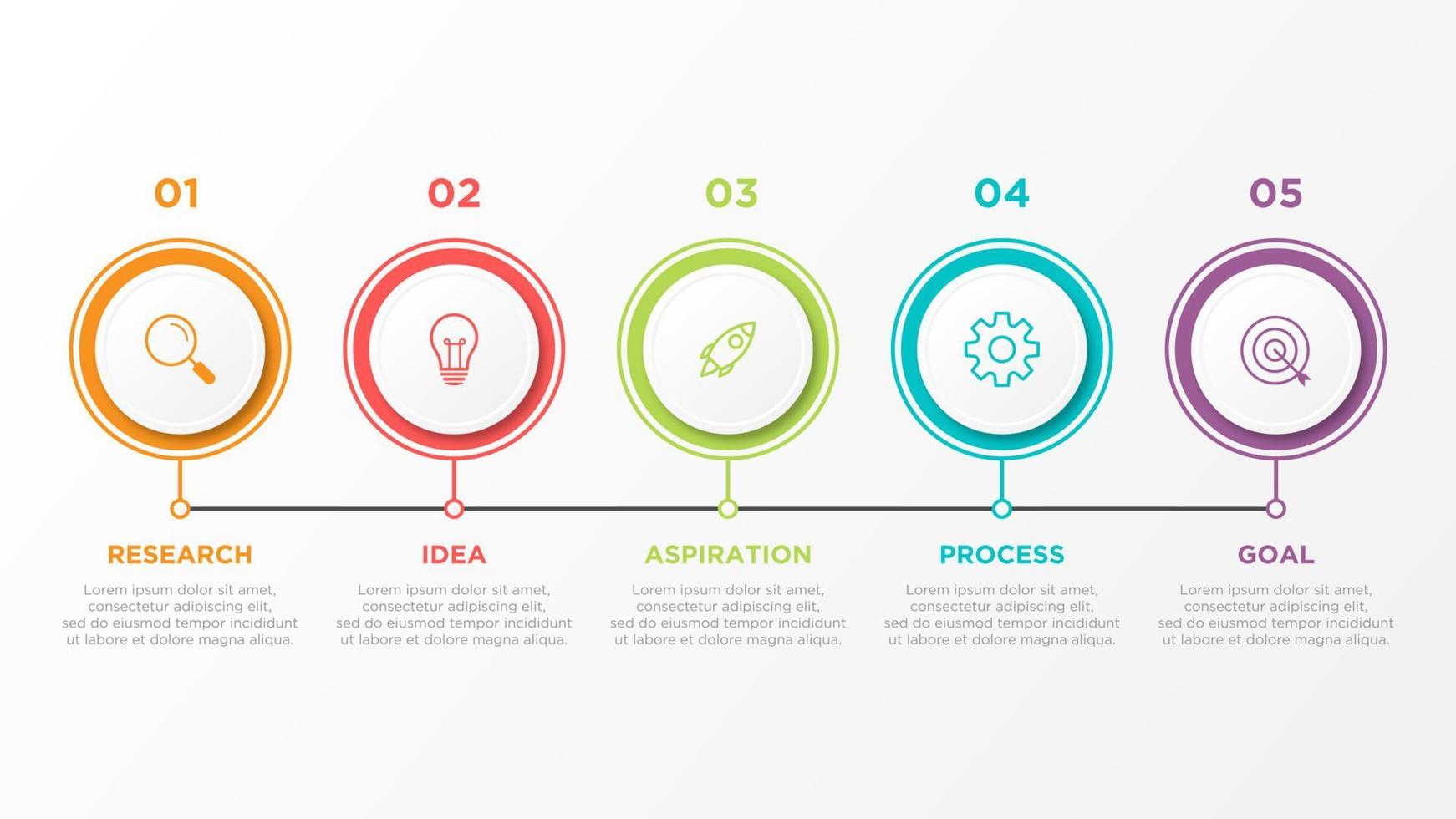 Business infographic 5 step element template vector