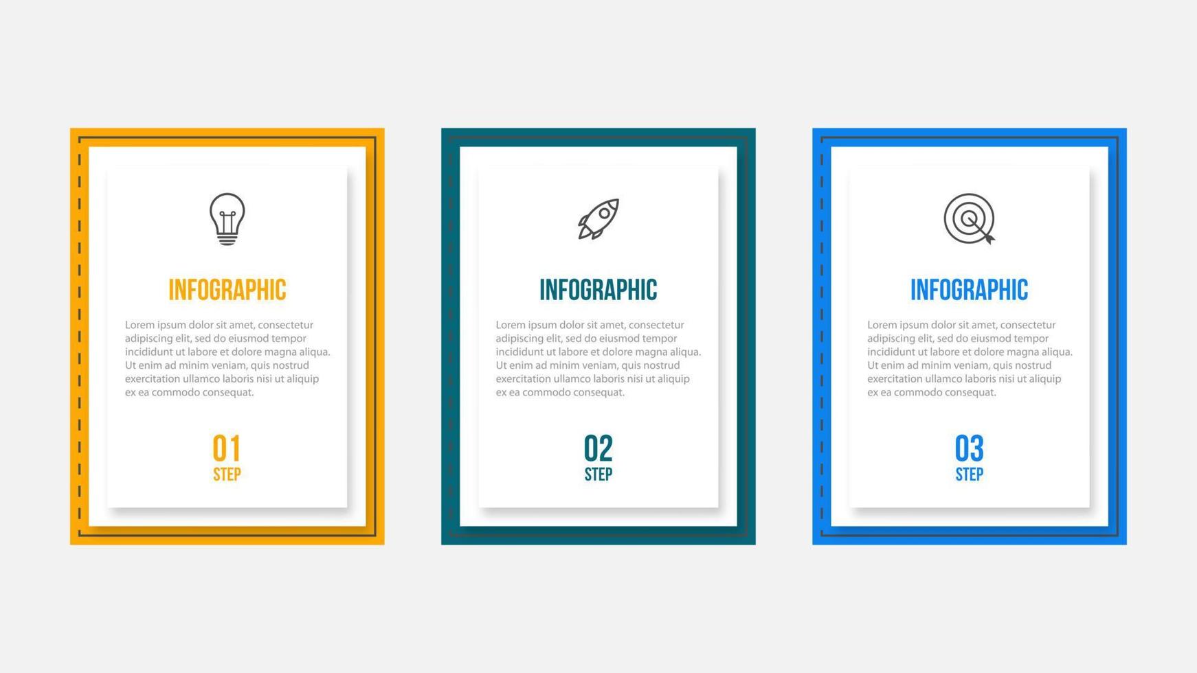 Business infographic thin line process with square template design with icons and 3 options or steps. Vector illustration.